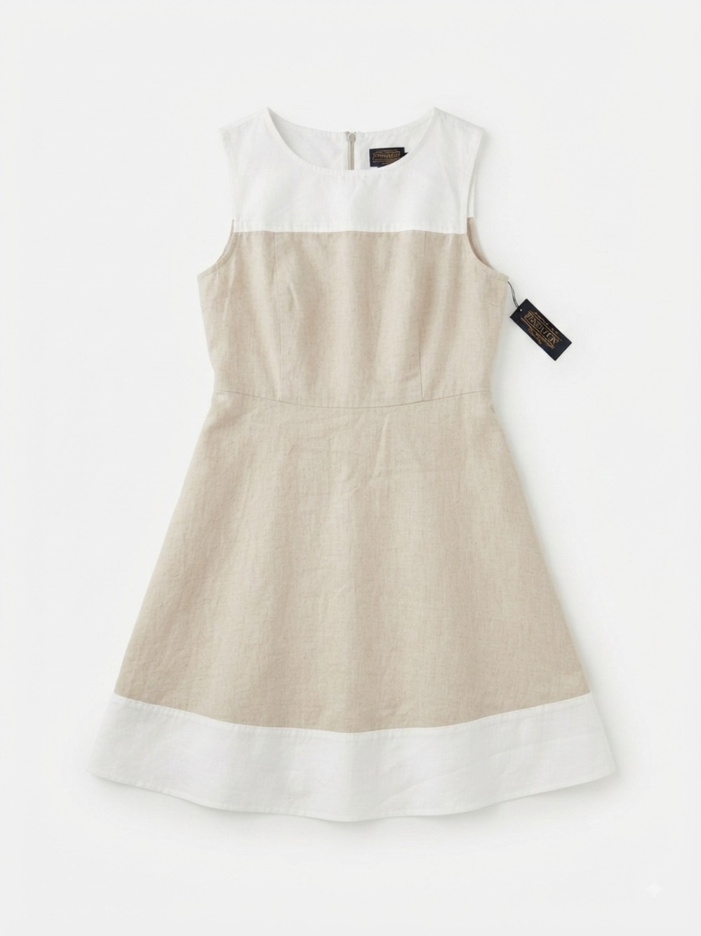 PENDLETON Linen-Blend Colorblock A-Line Dress — Size 12 (NWT)